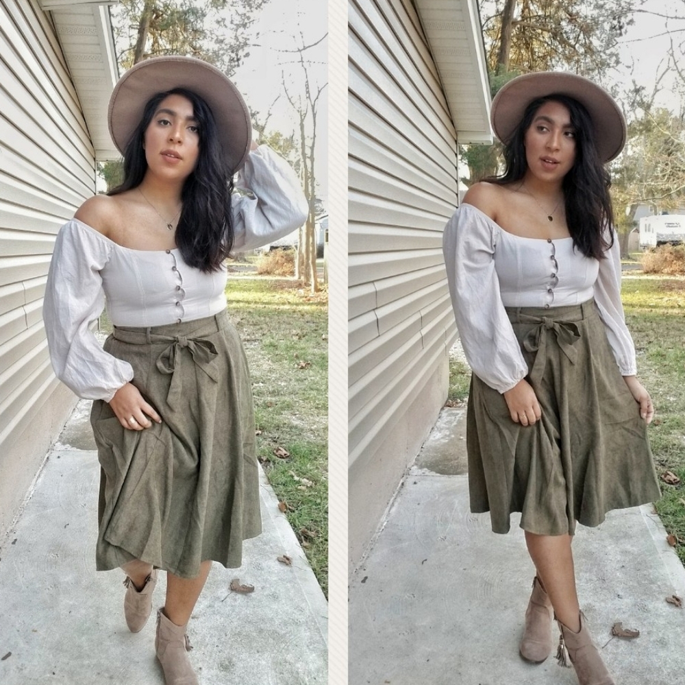 ▪︎FLASH SALE▪︎SWEETEST THING BROWN TAN MIDI SKIRT - Picture 11 of 12